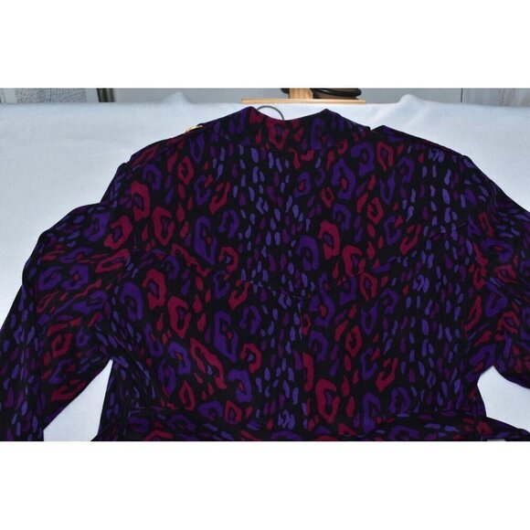 Bob Mackie Womens Leopard Print Wearable Art Multicolor Trench Coat Size L - Picture 11 of 11